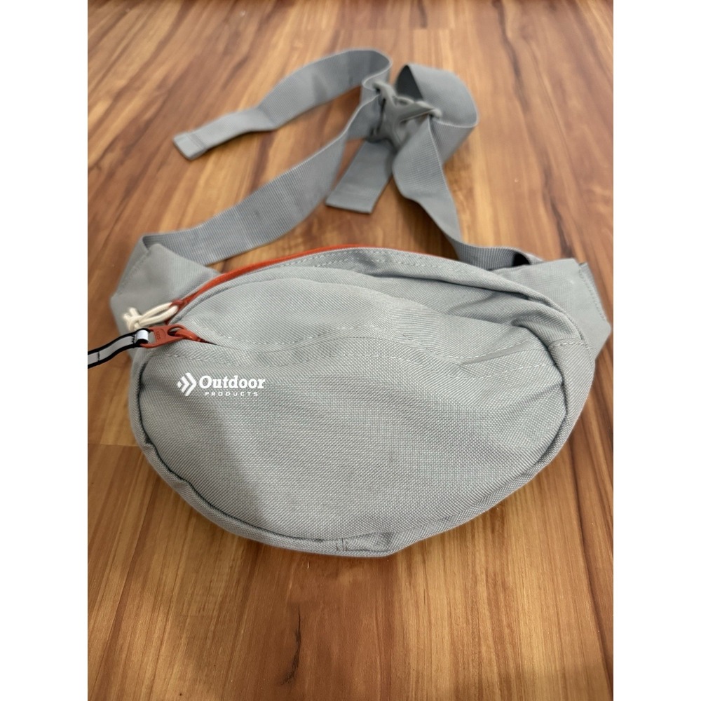 Outdoor Products Gray 9" Fanny Pack Waist Bag Hiking Zipper Pocket Adjustable